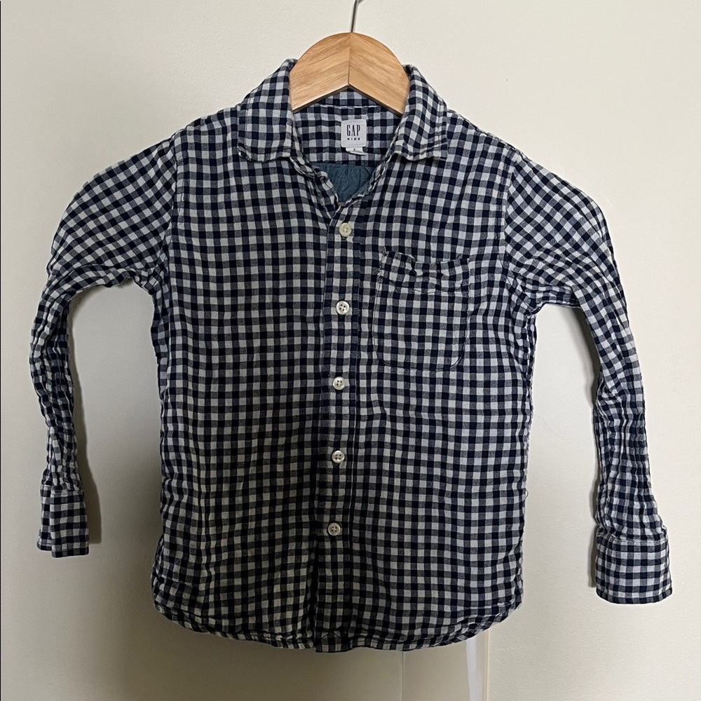 GAP Kids Blue and White Checkered Button Down Shirt
